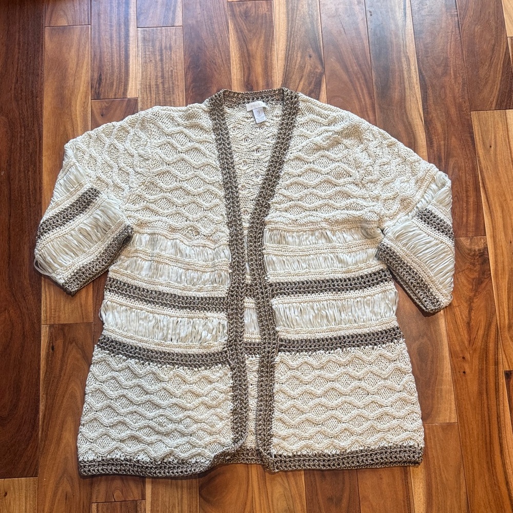 Chico’s Size 3 Hand Crochet 
Sweater